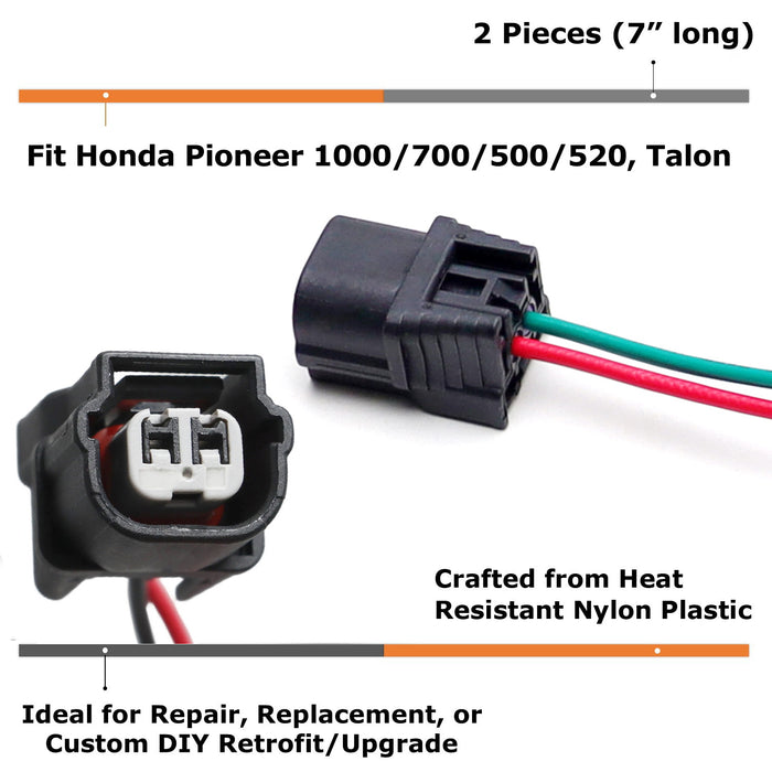 Pair 2-Pin Connectors Repair Wiring Kit For Honda Pioneer 1000 700 Fuel Injector