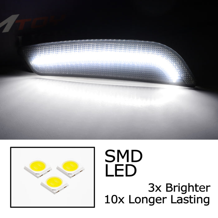 Smoked Lens White Full LED Front Side Marker Lights For 2003-2007 Cadillac CTS