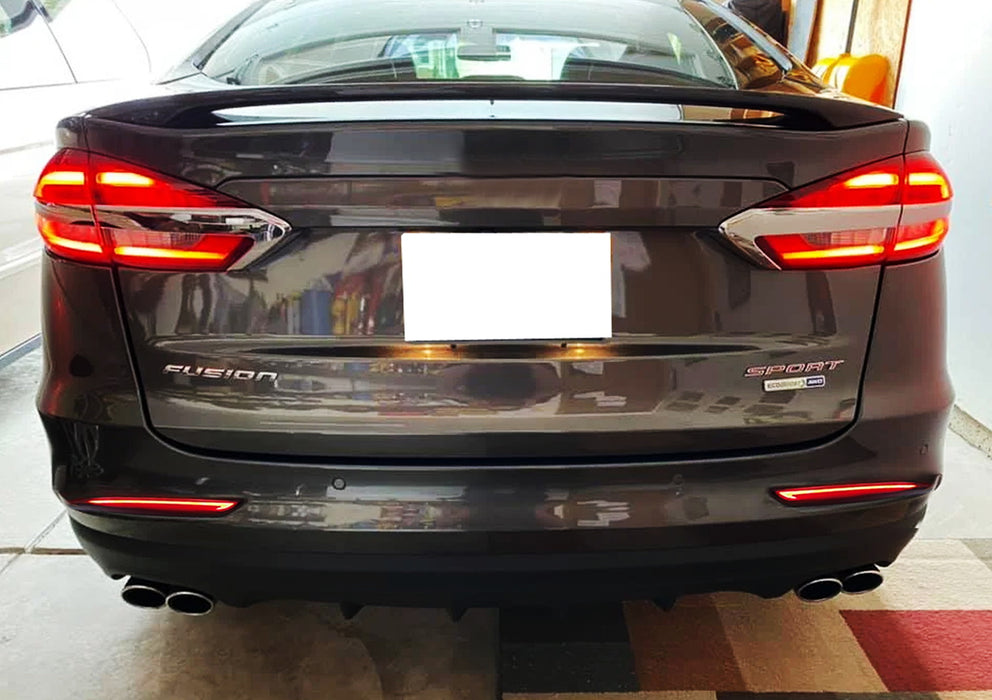 Smoked Lens Full LED Bumper Reflector Lights w/Sequential Signal For Ford Fusion