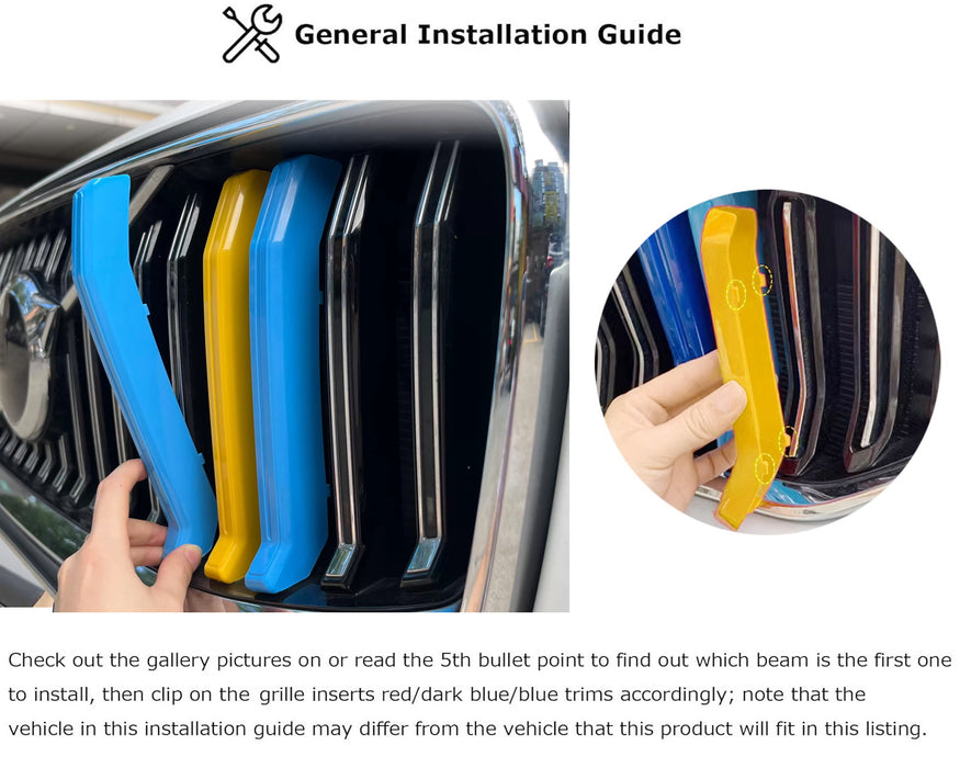 Sweden Flag Color Grille Decoration Insert Trims For 2021-up Facelift Volvo S90