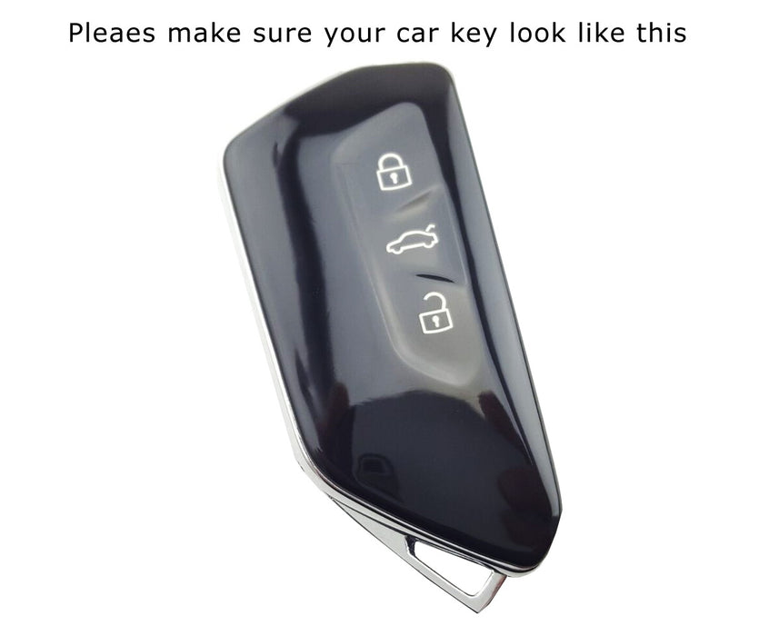 Black Carbon Fiber Finish Plastic Key Fob Case For VW MK8 VIII Golf/GTI ID3 ID4