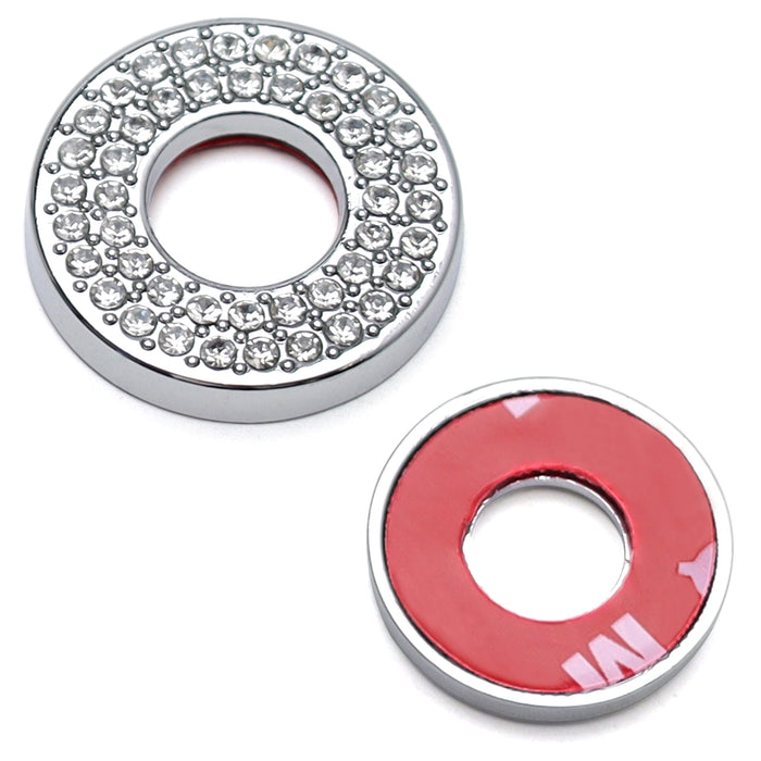 4x Round Crystal Bling Alloy Door Lock Pin Decorative Rings For Mercedes C E GLC