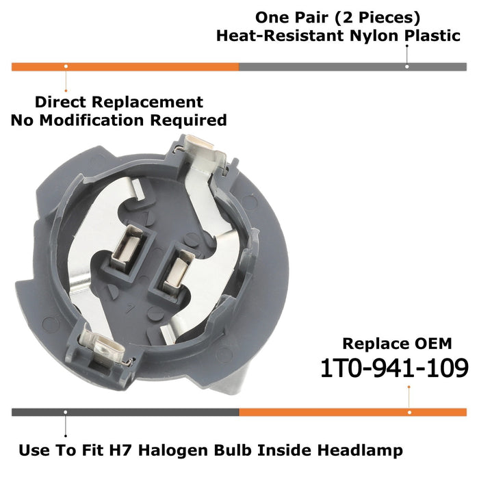 H7 Headlamp Bulb Socket Retainer Cap Holder Adapters For VW MK5 Golf R32 Jetta V