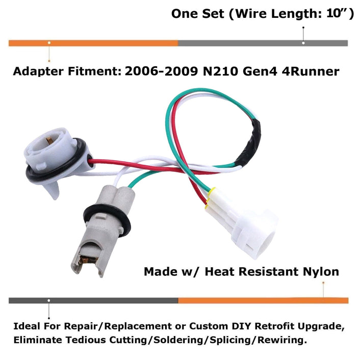 Parking & Turn Signal Socket Adapter Harness For Toyota 2006-09 4Runner Headlamp