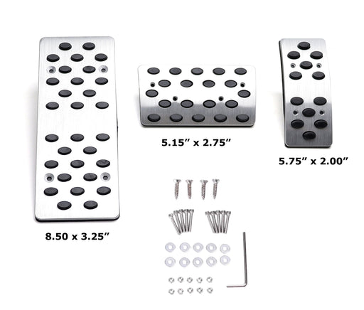 3pc Racing Style Bolt-On Aluminum Pedal Covers Set For Acura/Honda/Subaru, etc