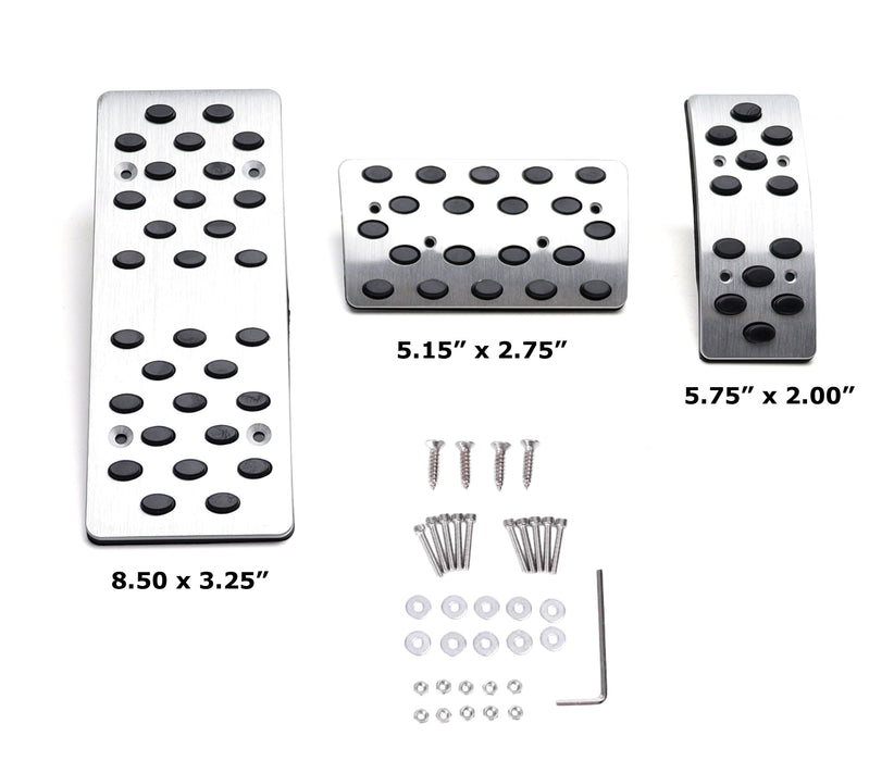 3pc Racing Style Bolt-On Aluminum Pedal Covers Set For Acura/Honda/Subaru, etc