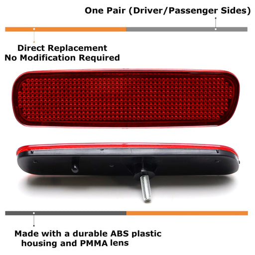 OE-Spec Red Rear Bumper Reflectors For 1998-07 Toyota Land Cruiser, Lexus LX470
