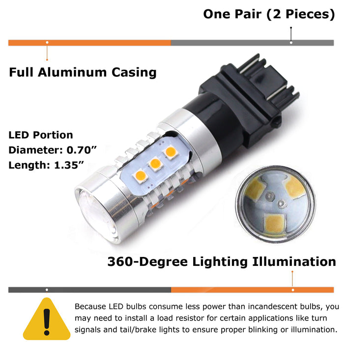 Amber Yellow 3157 T25 LED Replacement Bulbs Replace 3057 3156 3356 3357 3457 etc