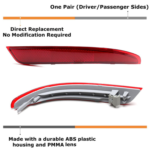 OE-Spec Red Lens Rear Bumper Reflector Replacements For Infiniti 2016-2020 QX60