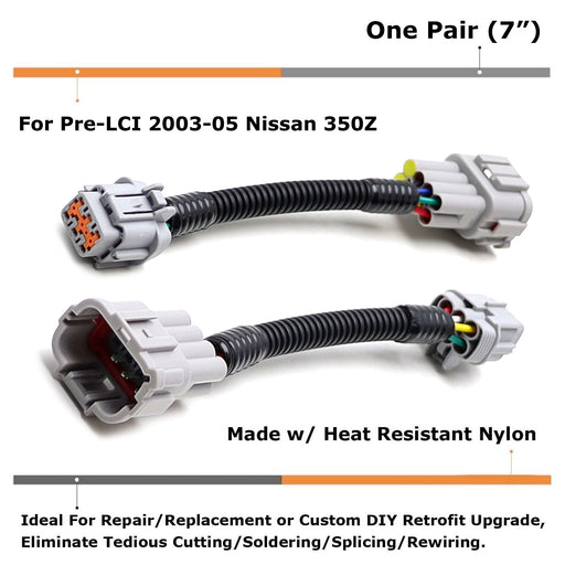 Car Side 8-Pin Input To 6-Pin Output For Nissan 03-05 350Z Headlight Conversion