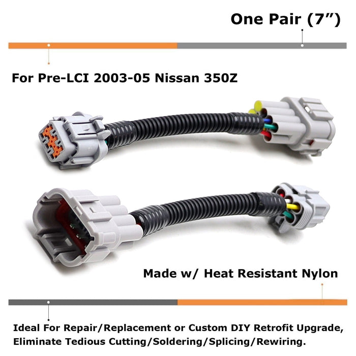 Car Side 8-Pin Input To 6-Pin Output For Nissan 03-05 350Z Headlight Conversion