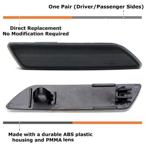 Black-Out Smoked Front Bumper Side Marker Reflex Lens For 07-10 Chrysler Sebring