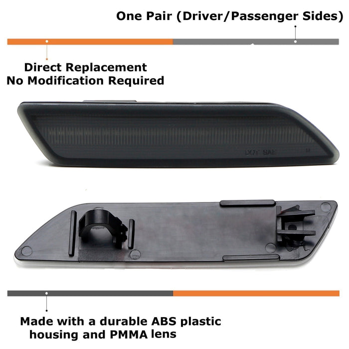 Black-Out Smoked Front Bumper Side Marker Reflex Lens For 07-10 Chrysler Sebring