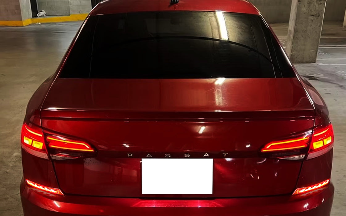 Dark Red Lens Full LED Rear Bumper Reflector Lights For Volkswagen 20-22 Passat