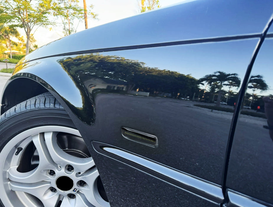 Smoke Lens White LED Sequential Side Marker Lights For BMW E46 99-01 3 Series 4D