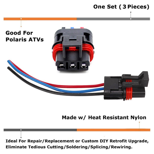 3pc 3-Pin Bus Bar Accessory Wiring Adapter Set For Polaris ATV XP 1000, RZR RS1