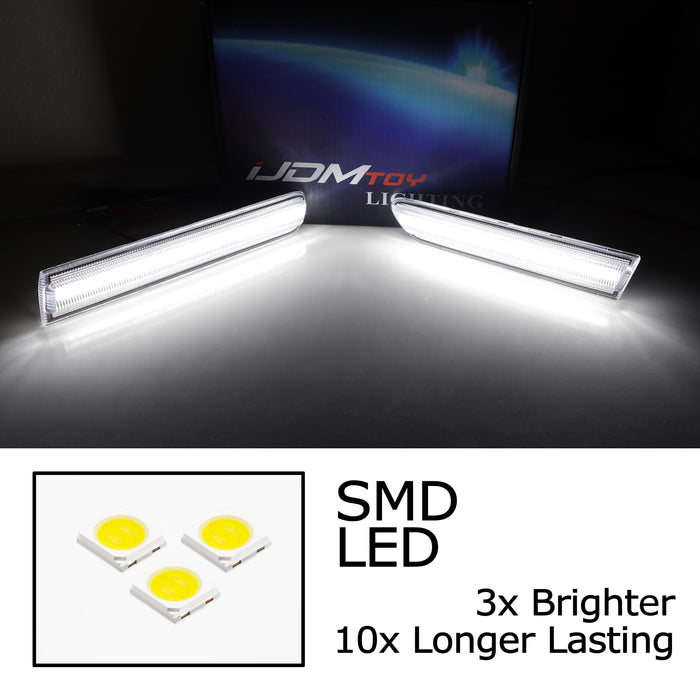 Smoke Lens All White 180-SMD Full LED Strip Side Marker Lamps For 04-08 Acura TL