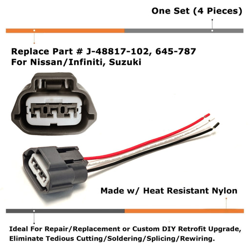 4pc Spark Plug Ignition Coil Connectors w/ Wiring For Nissan Altima Sentra, etc