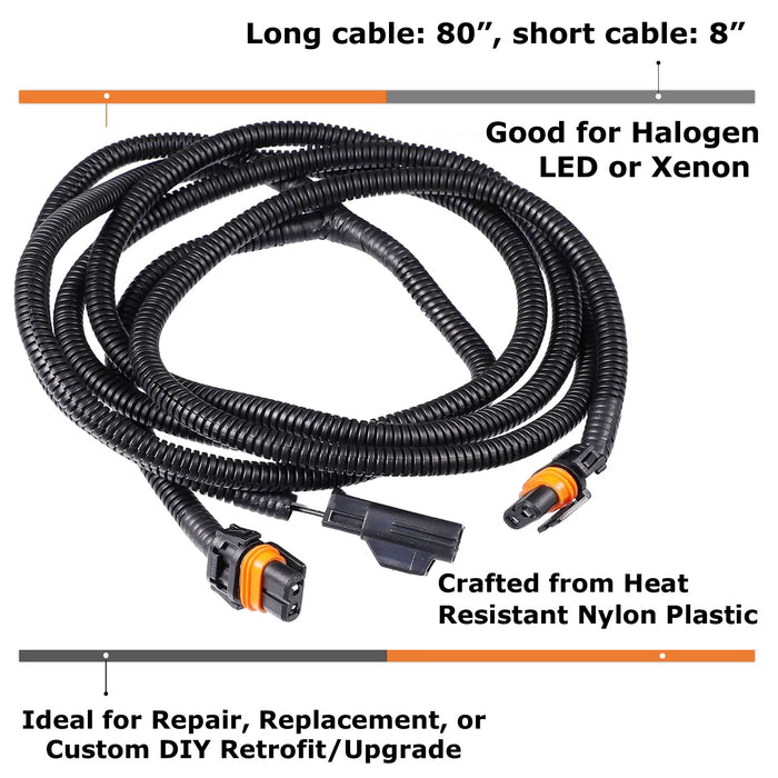 Y-Shape Fog Light Power Cord Jumper Wiring Harness For Dodge 2002-08 RAM Durango