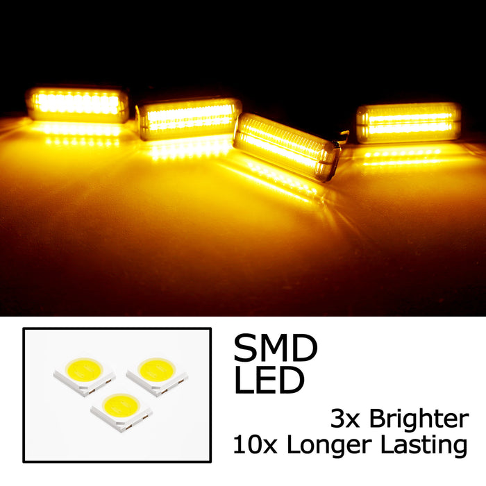 4pc Smoked Lens Amber Full LED Grille Accent Lighting Kit For Toyota 22+ Tundra