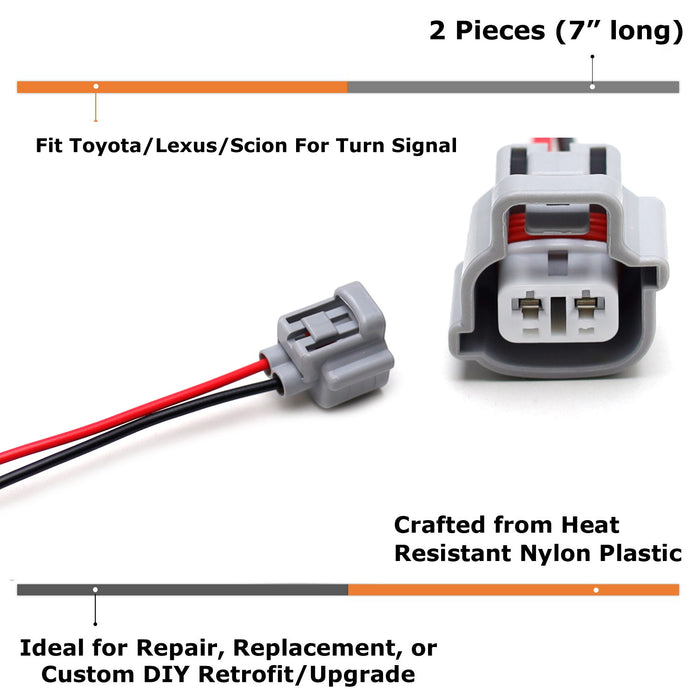 2-Pin 7440 Turn Signal Light Bulb Base Connectors For Toyota Lexus Scion Subaru