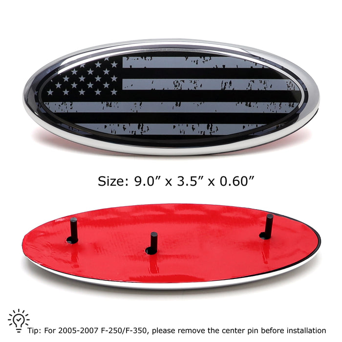 9" Distressed US Flag Grille Emblem Badge For Ford F150 F250 Edge Explorer, etc