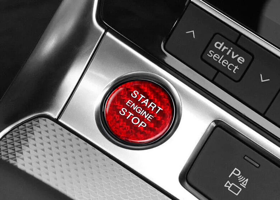 Euro Sports Red Real Carbon Fiber Engine Push Start Button For 2019+ Audi A6 A7