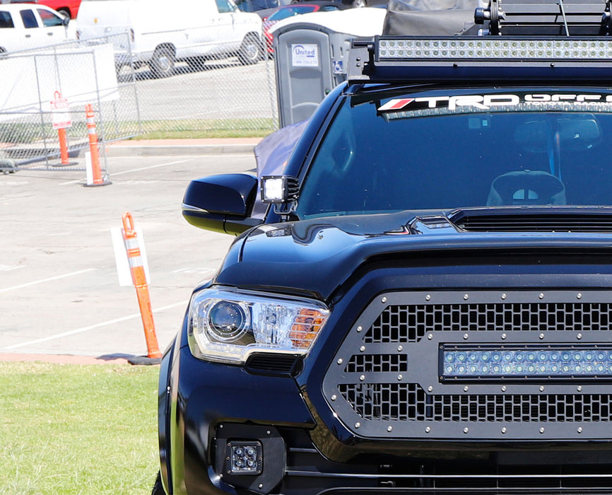 Hood Hinge A-Pillar LED Pod Ditch Light Bracket Mount For Toyota 2016-23 Tacoma