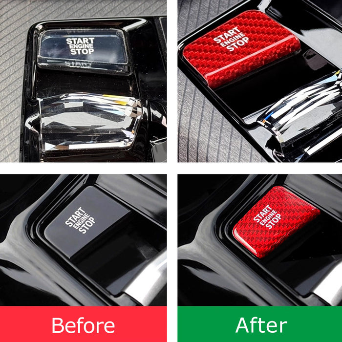 Red Real Carbon Fiber Engine Start Stop Button Cover For BMW 5 7 Series i5 i7 X3