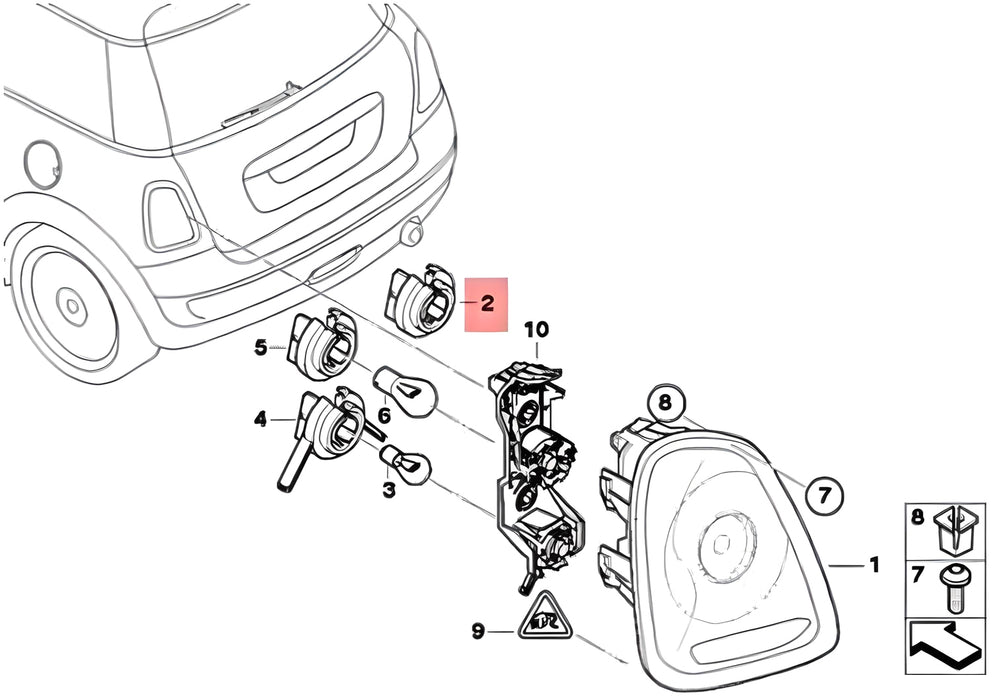 P21W Taillight Bulb Socket Retainer Cap Holder Adapters For MINI R56 R58 R59 R61