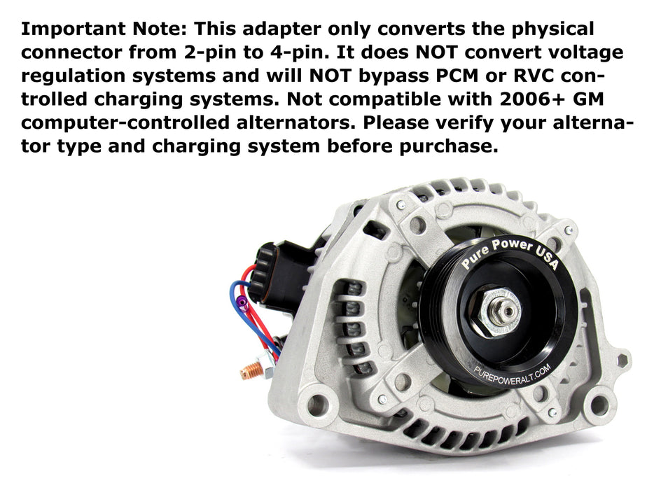 2-Pin To 4-Pin Conversion Adpater For 99-05 GM non-RV LS1 LM7 LQ4 LR4 Alternator
