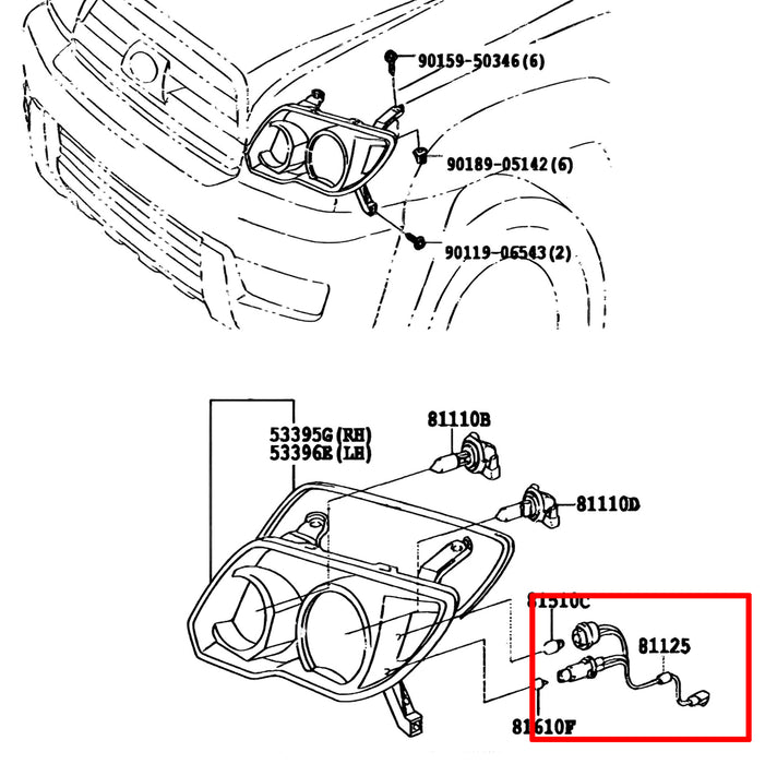Parking & Turn Signal Socket Adapter Harness For Toyota 2006-09 4Runner Headlamp