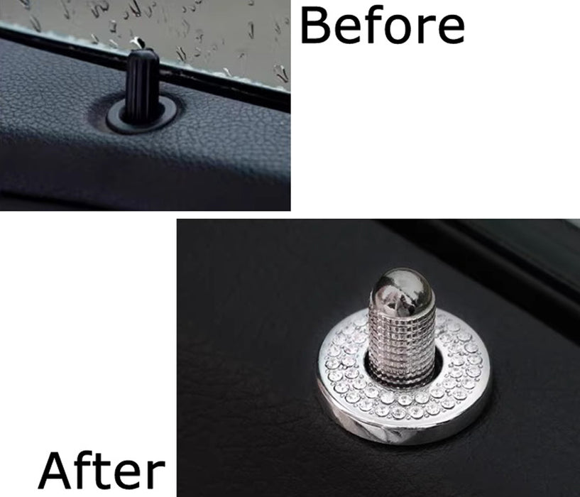 4x Round Crystal Bling Alloy Door Lock Pin Decorative Rings For Mercedes C E GLC