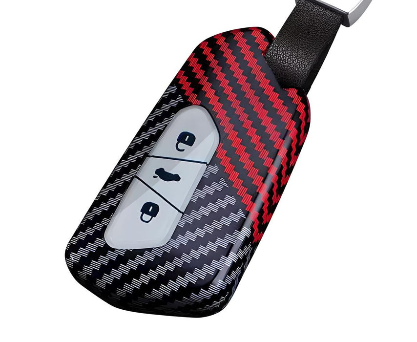 Black/Red Carbon Fiber Finish Plastic Key Fob Case Shell For VW MK8 Golf GTI ID4