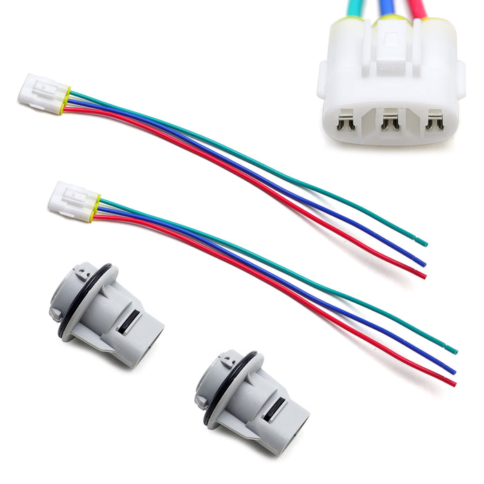 1157 Turn Signal Light Bulb Sockets & 7" Adapter Wire Harnesses For Acura Honda