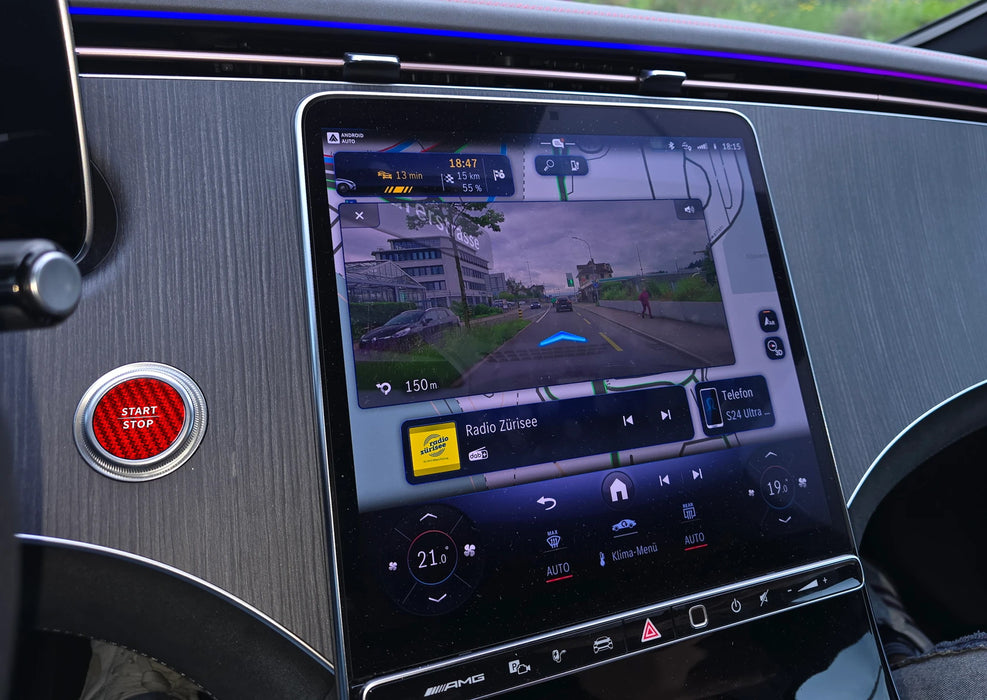 Red Real Carbon Fiber Engine Start Stop Button Cover For Mercedes EQE EQB EQS EV