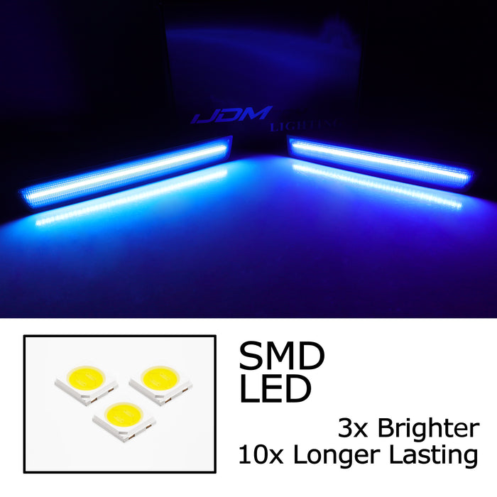 Smoked Lens All Blue Front/Rear LED Side Marker Lights 2015-24 Dodge Challenger