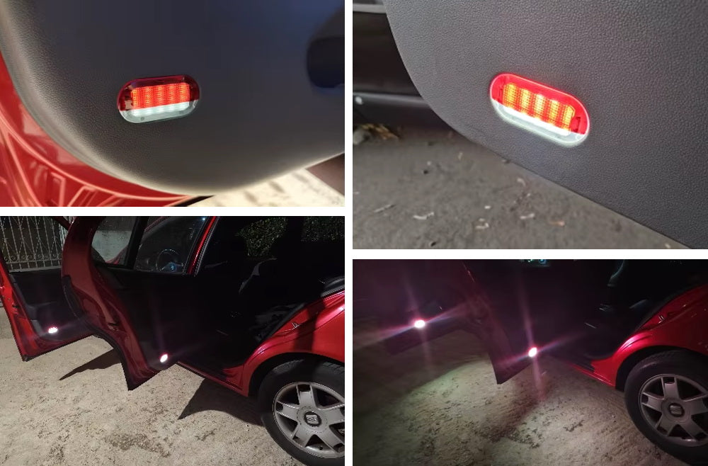Red/Clear Lens Full LED Side Door Courtesy Lamps For VW Golf Jetta III IV Beetle