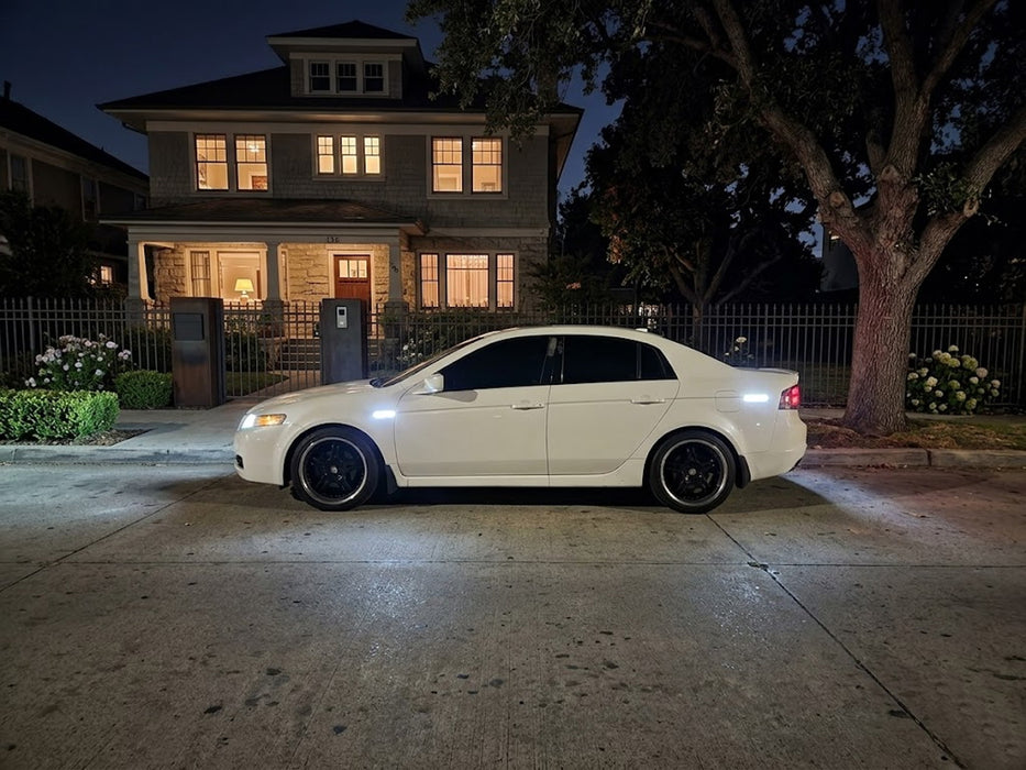 Smoke Lens All White 180-SMD Full LED Strip Side Marker Lamps For 04-08 Acura TL
