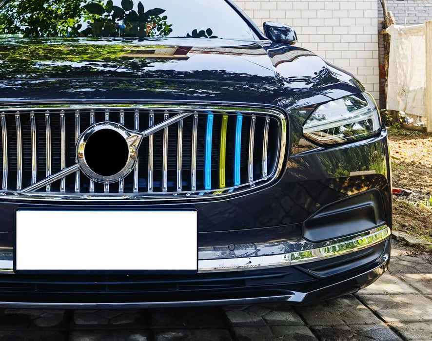 Sweden Flag Color Grille Decoration Insert Trims For 2021-up Facelift Volvo S90