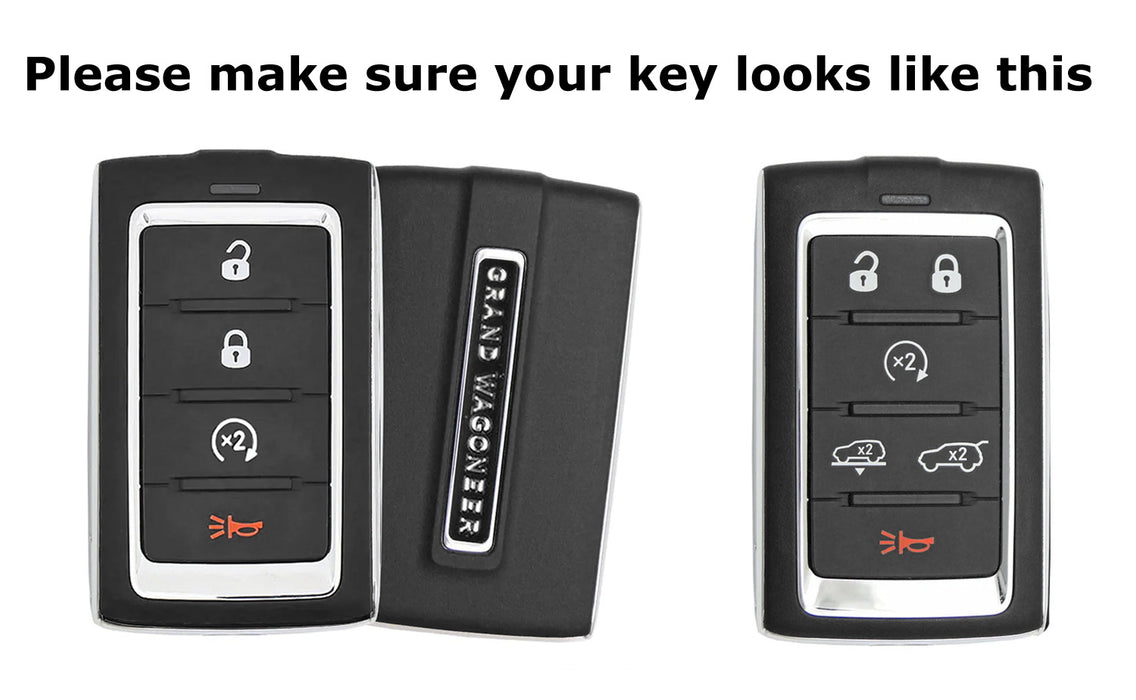 Gloss Genuine Carbon Fiber Key Fob Cover For Jeep 21-up Grand Cherokee, Wagoneer