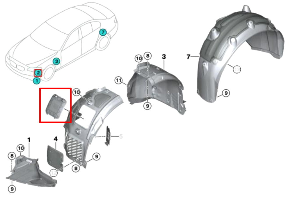 Front Wheel Fender Liner Covers For BMW 17-23 G30 5 Series Headlight Fog Access