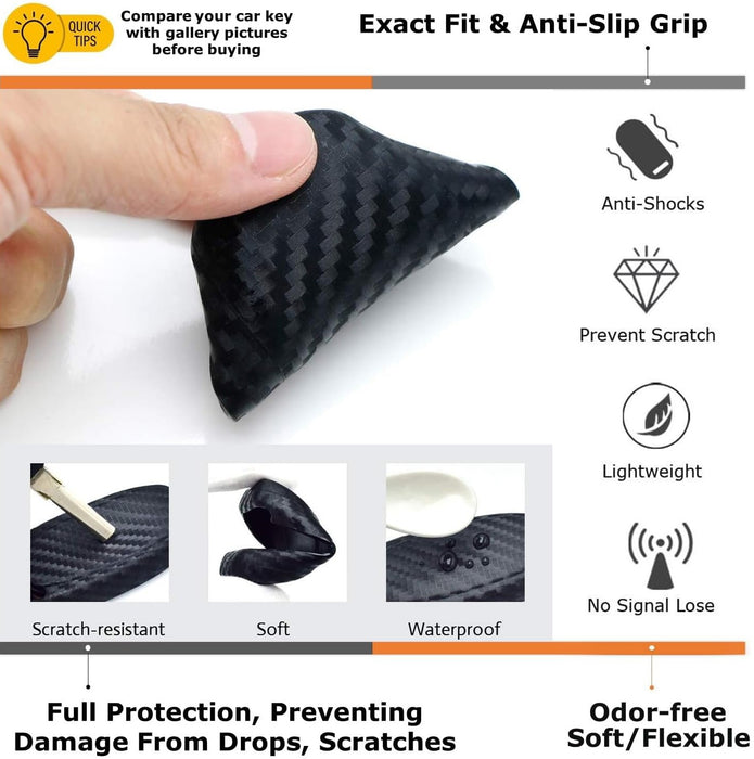 Black Soft Silicone Key Fob Cover For Land Rover 18+ Range Rover/Sport, Defender