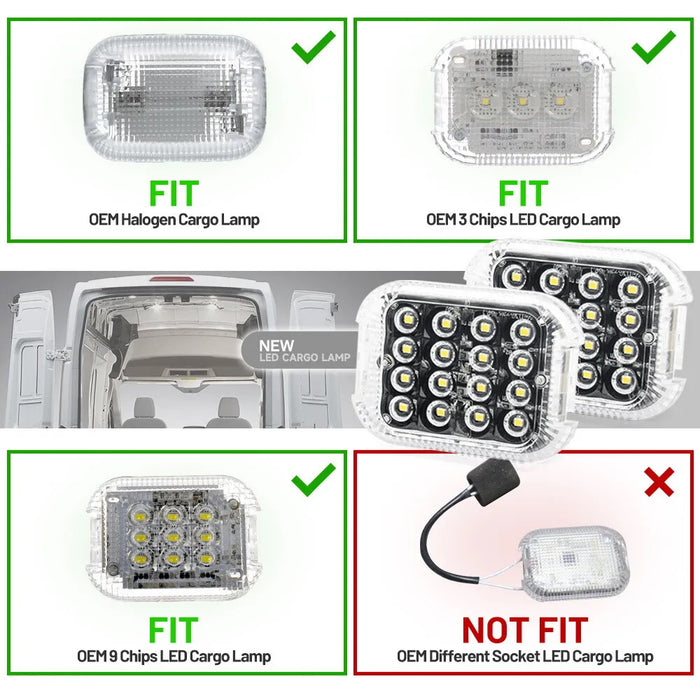 2 White 16-SMD Full LED Cabin Loading Tailgate Upper Dome Lamps For Ford Transit