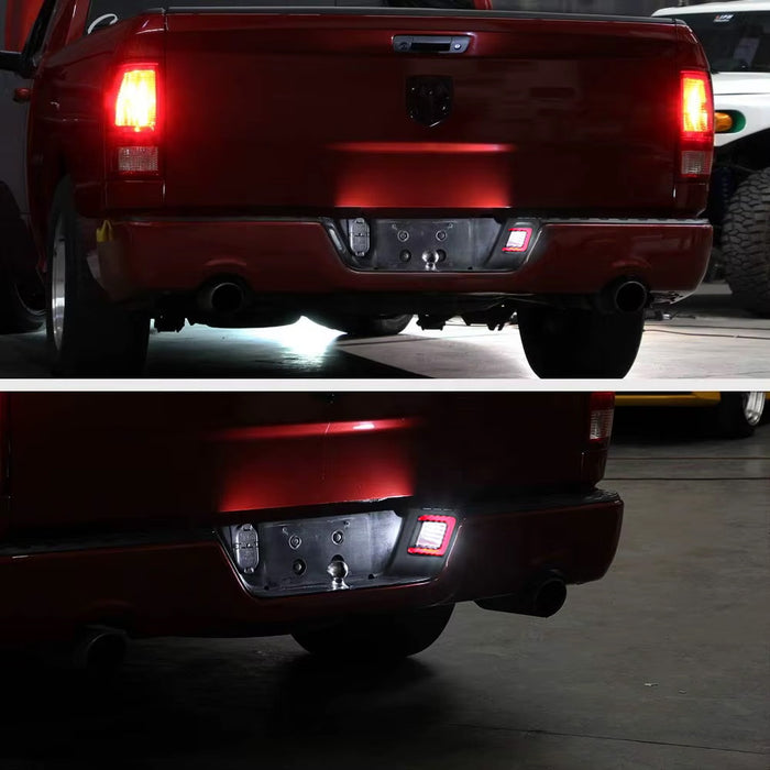 White Full LED License Plate Lights w/ Red Accent C-Ring Trim For 2003-2018 RAM
