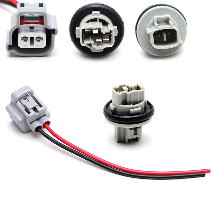 7440 T20 Turn Signal Bulb Plug Socket w/5" Adapter Wiring For Toyota Lexus Mazda