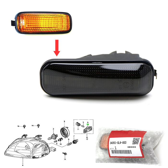 Japanese Spec Smoked Lens Side Marker Lamps For Honda Civic EK EJ EM Prelude CRV
