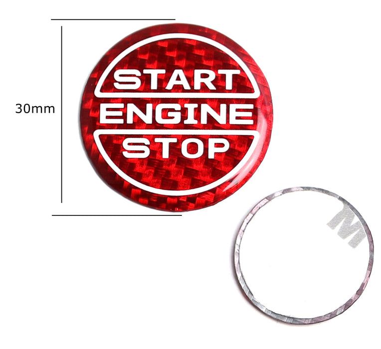 Sports Red Real Carbon Fiber Engine Start Stop Button Cover For Ford 24+ Mustang