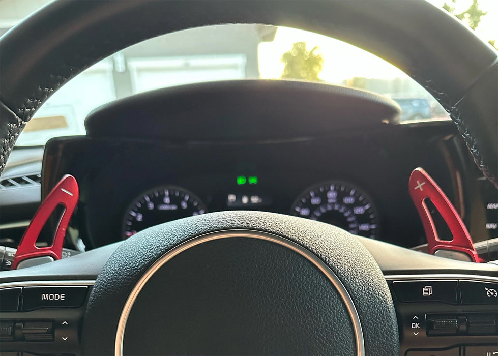 KDM GT Style Red Aluminum Larger Paddle Shifter Extensions For KIA 2021-up K5 K9