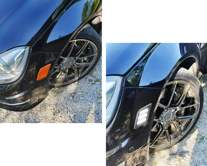 Euro Clear Lens White LED Side Marker Lights For 08-11 Mercedes W204 C300 C350